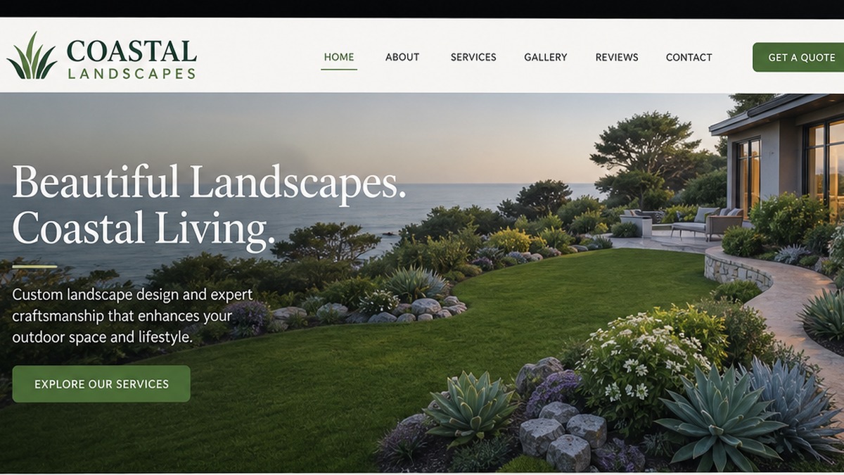 Coastal Landscapes website in a laptop